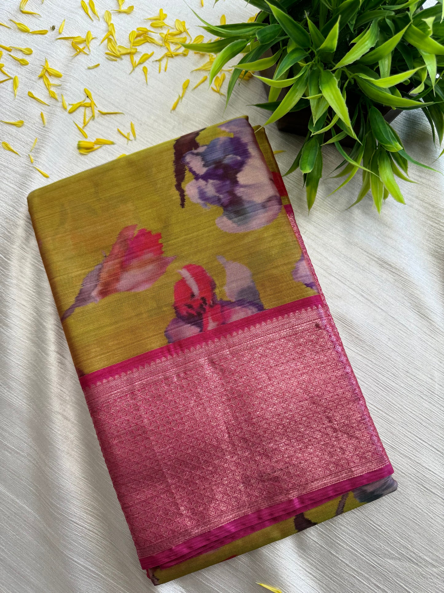 Digital printed semi silk saree