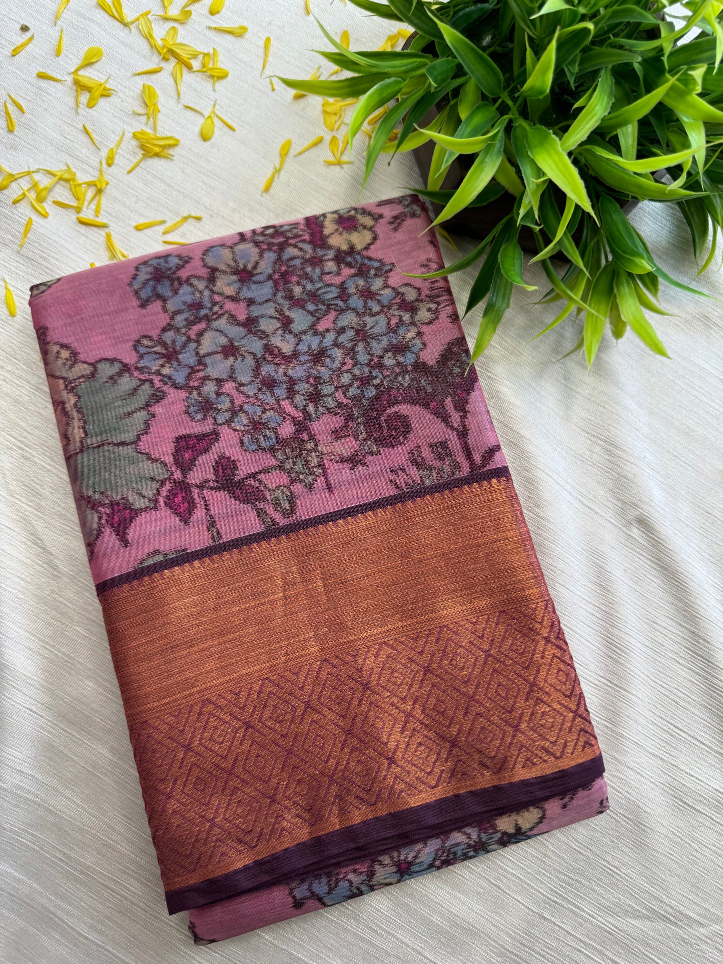 Digital printed semi silk saree