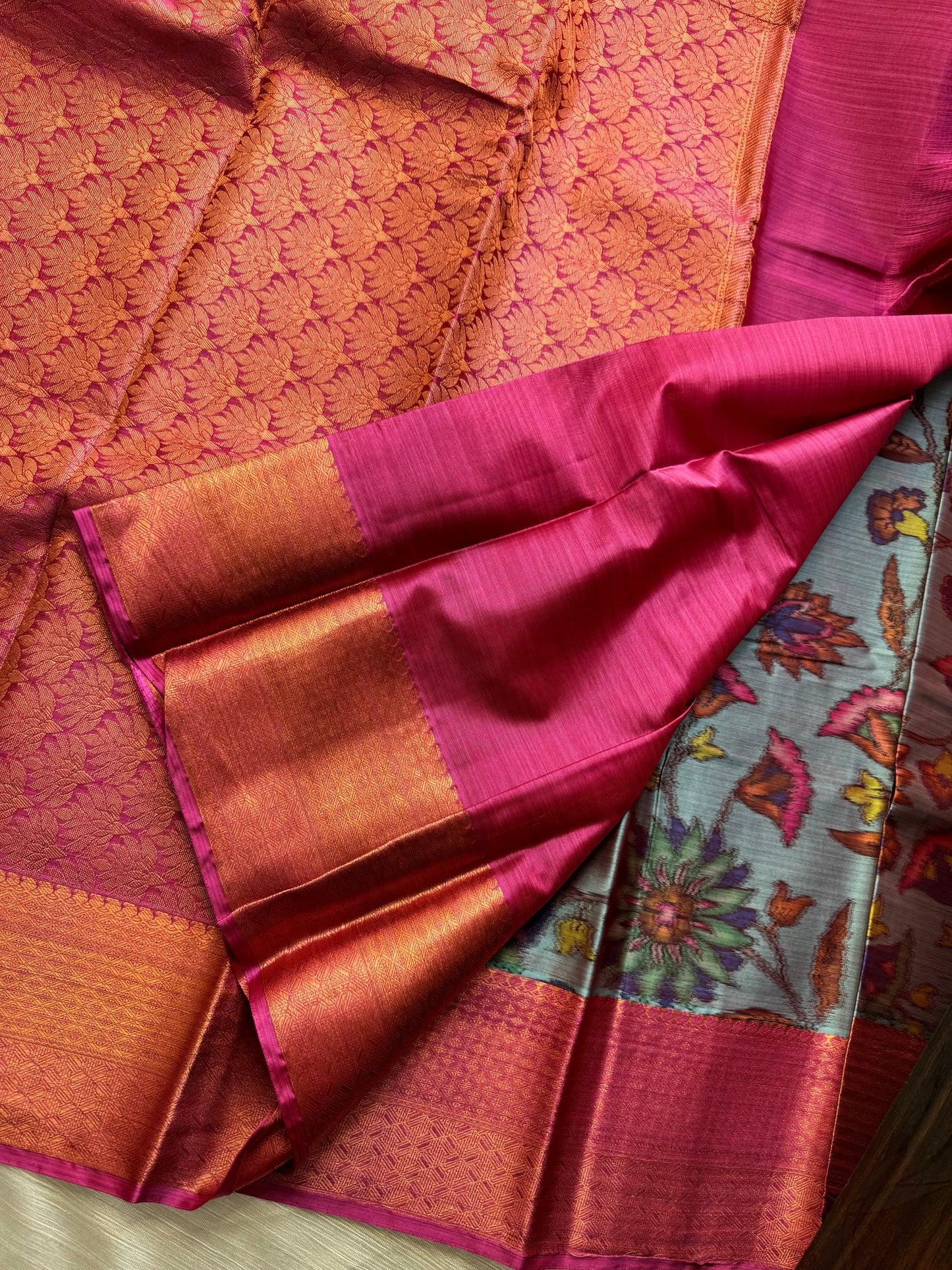 Digital printed semi silk saree