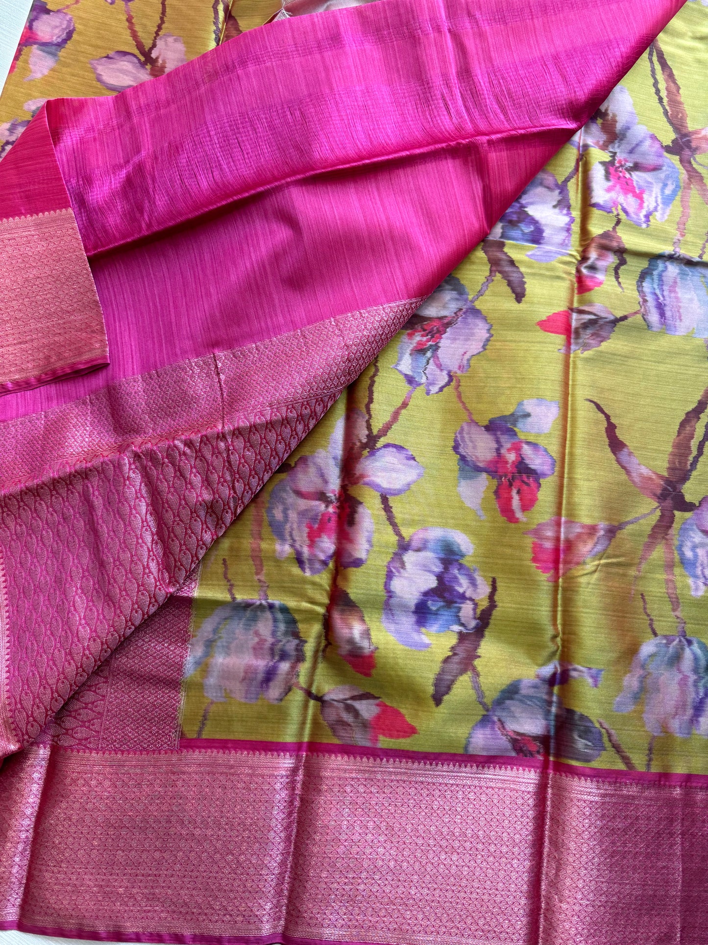 Digital printed semi silk saree