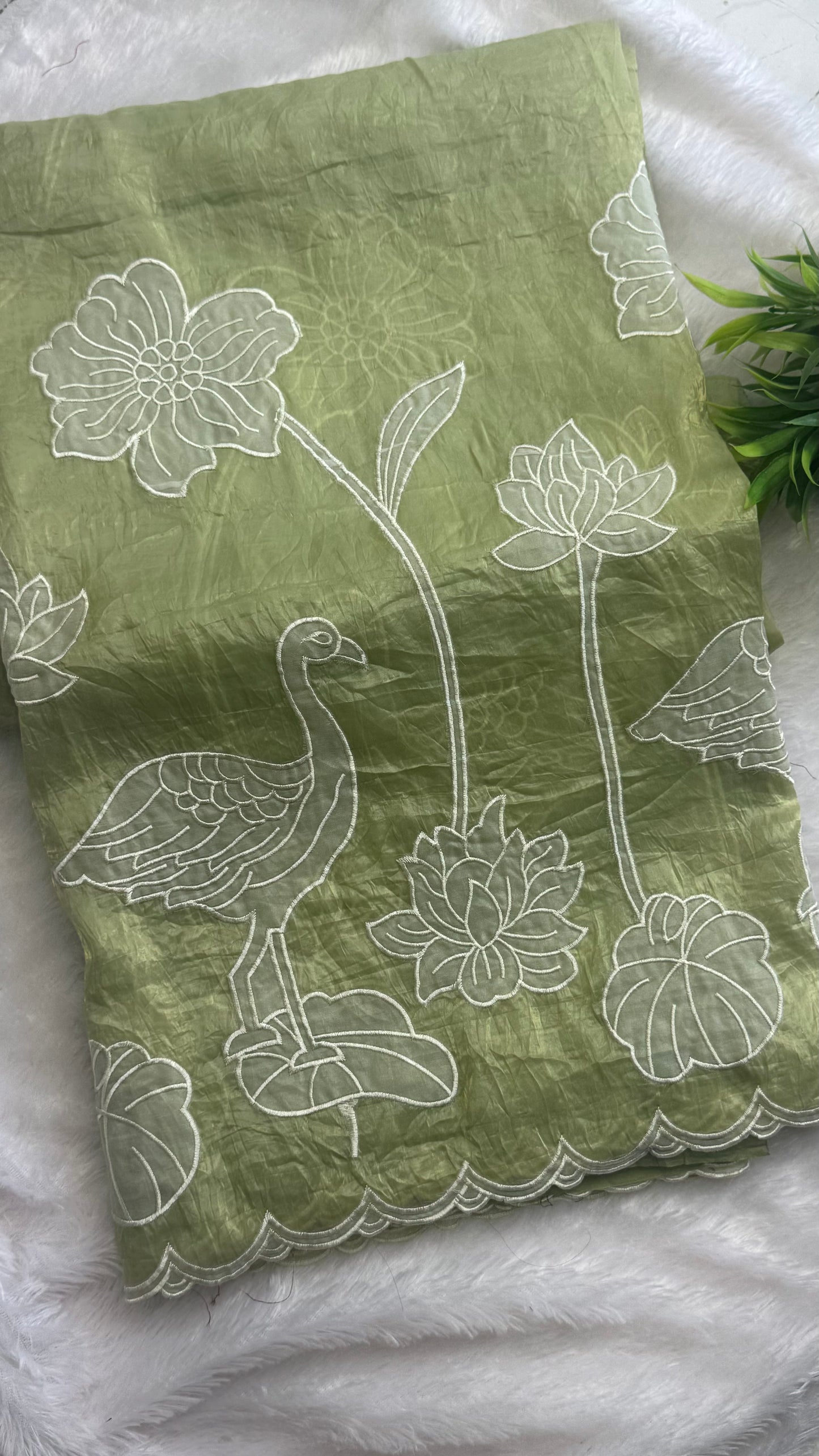 Glass Tissue Applique Saree