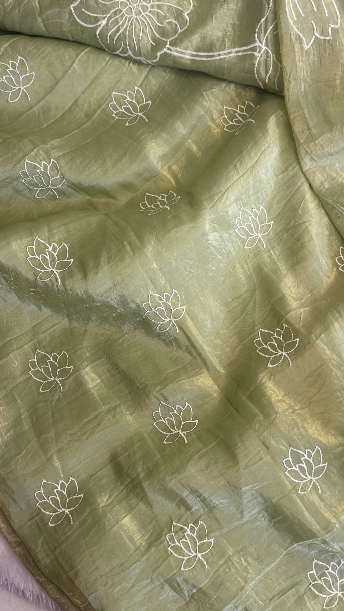 Glass Tissue Applique Saree