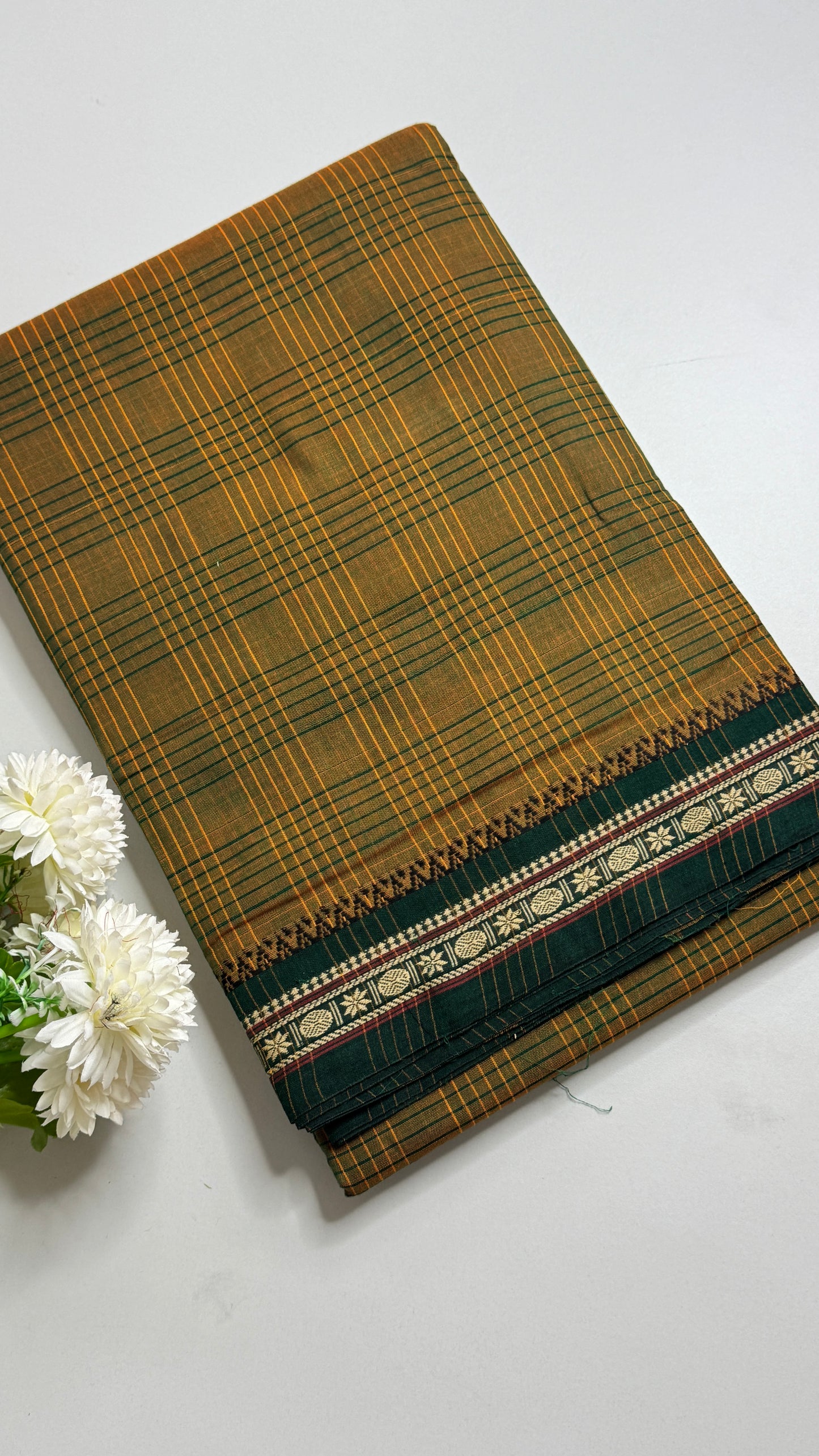 Mercerised Narayanpet Checkered Saree