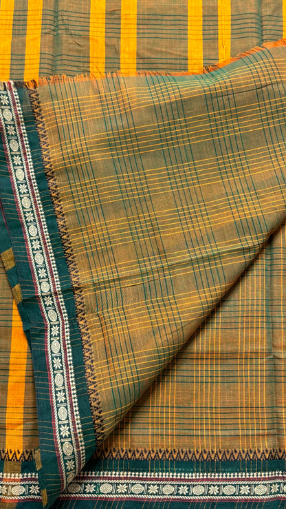 Mercerised Narayanpet Checkered Saree