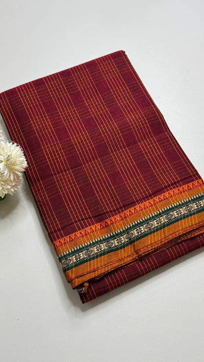 Mercerised Narayanpet Checkered Saree