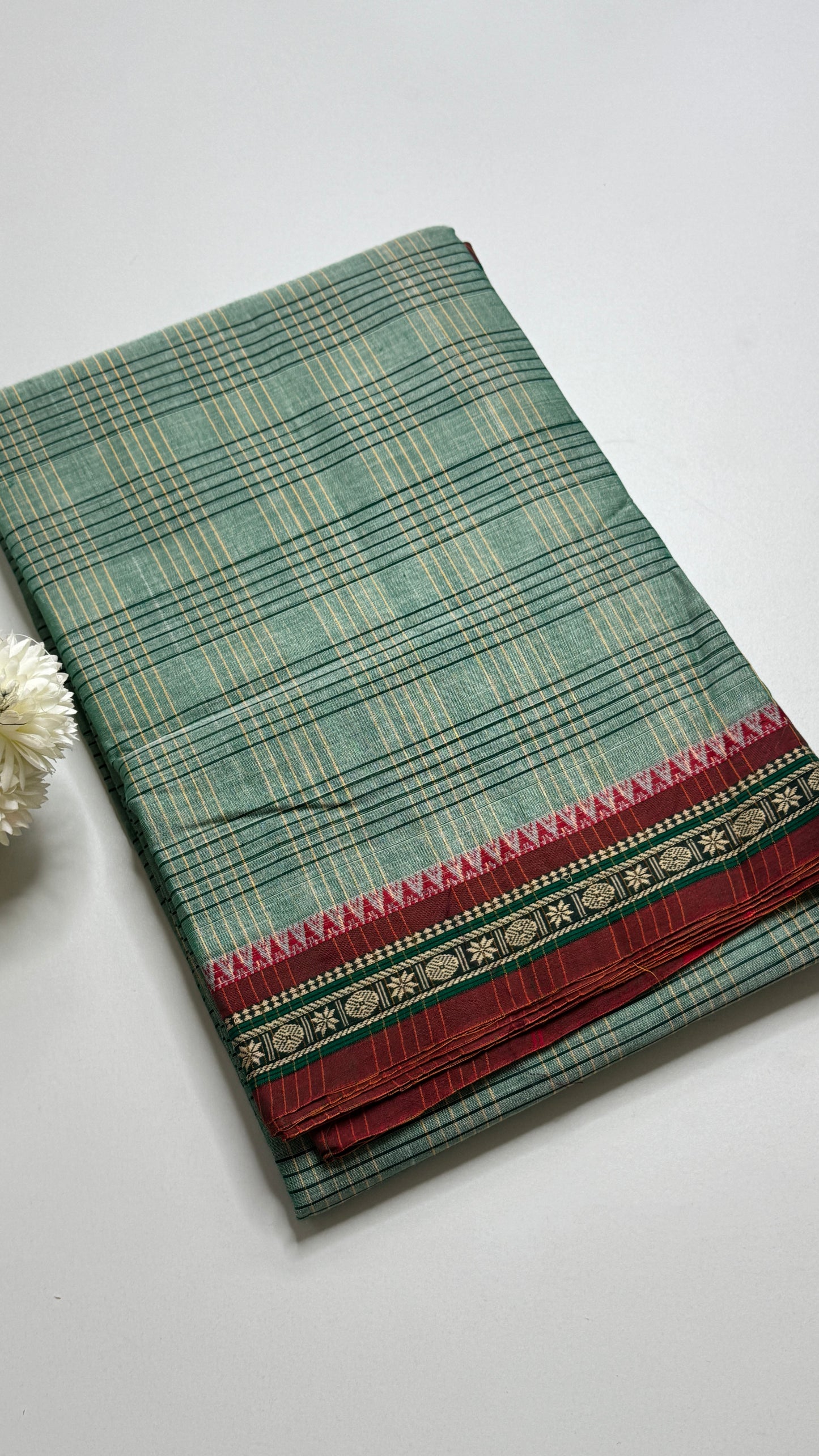 Mercerised Narayanpet Checkered Saree