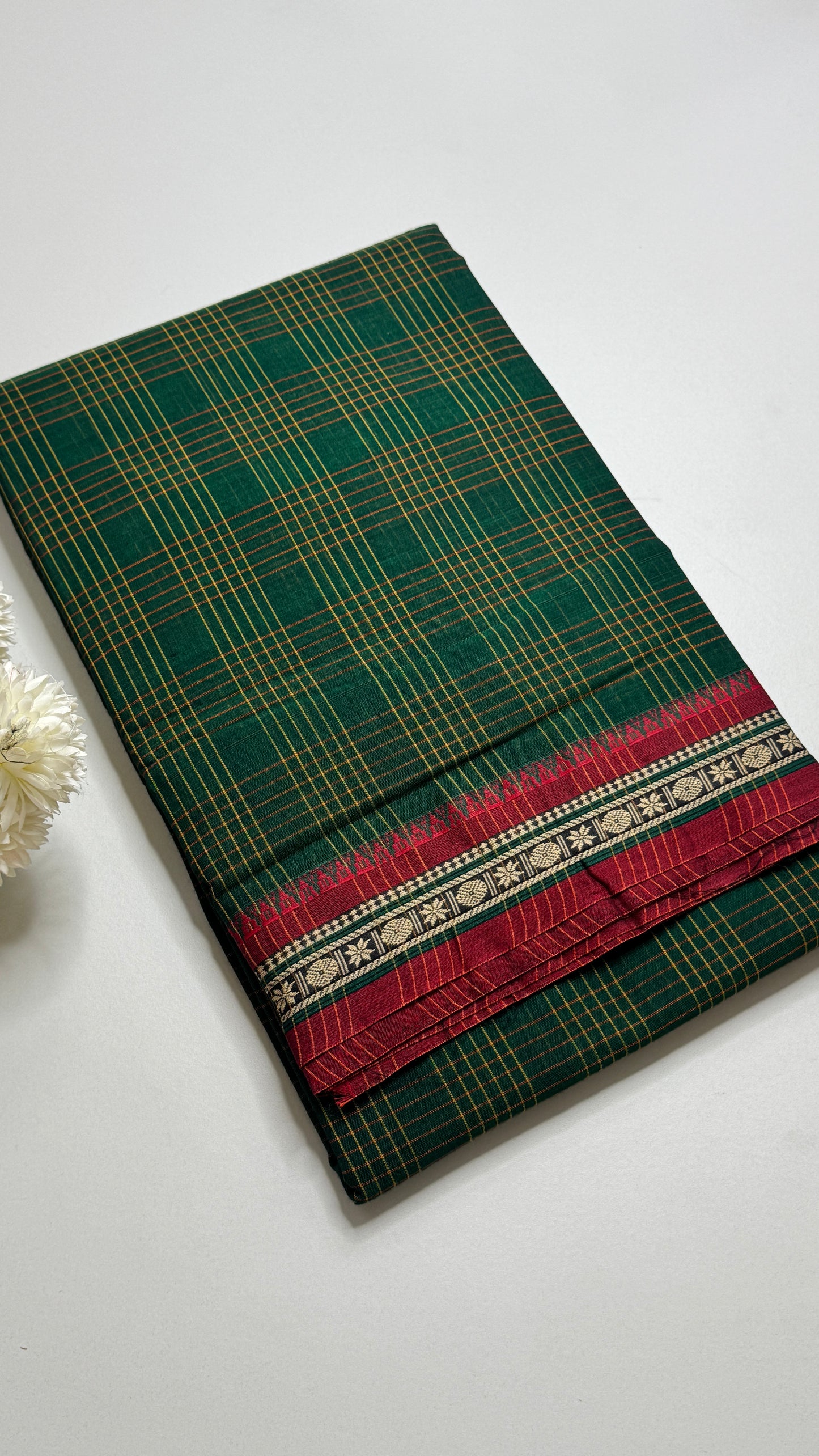 Mercerised Narayanpet Checkered Saree