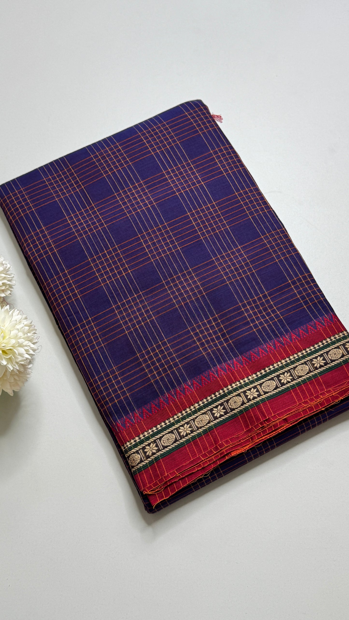 Mercerised Narayanpet Checkered Saree