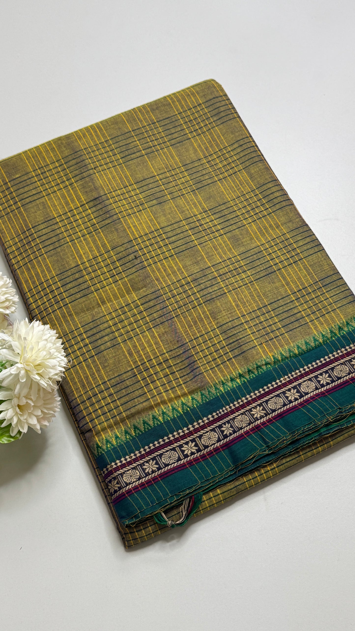 Mercerised Narayanpet Checkered Saree