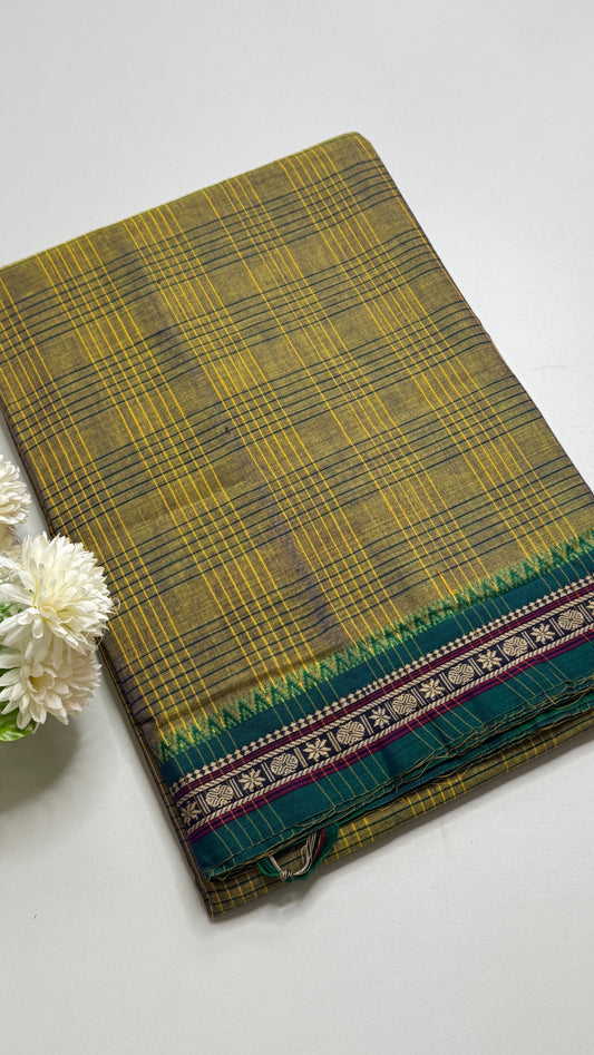 Mercerised Narayanpet Checkered Saree