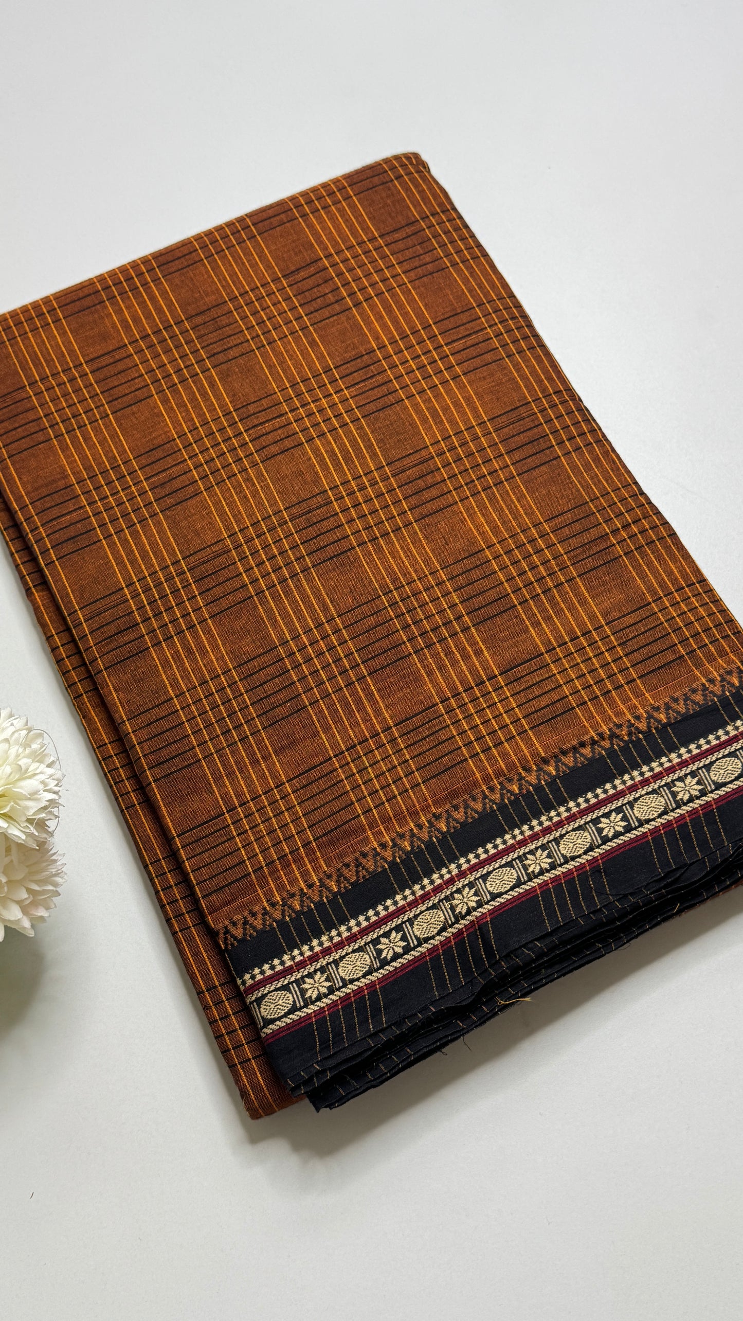 Mercerised Narayanpet Checkered Saree