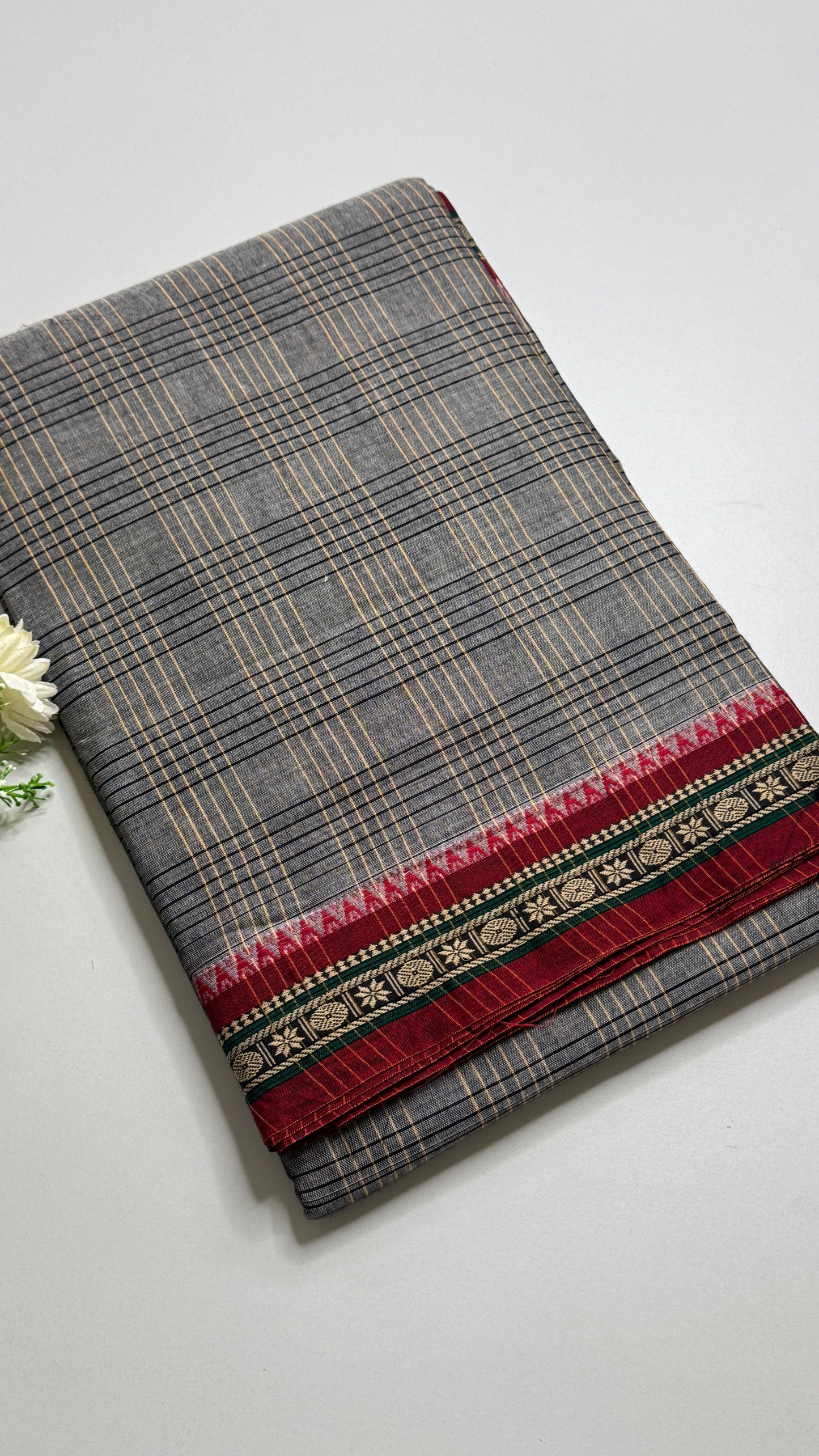 Mercerised Narayanpet Checkered Saree