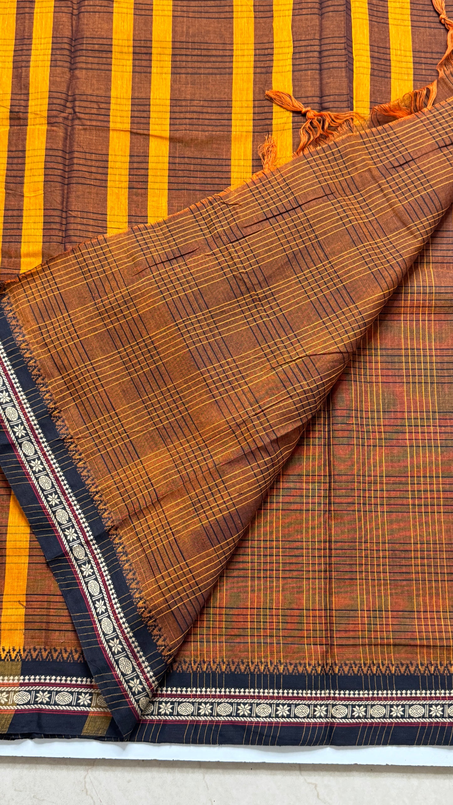 Mercerised Narayanpet Checkered Saree