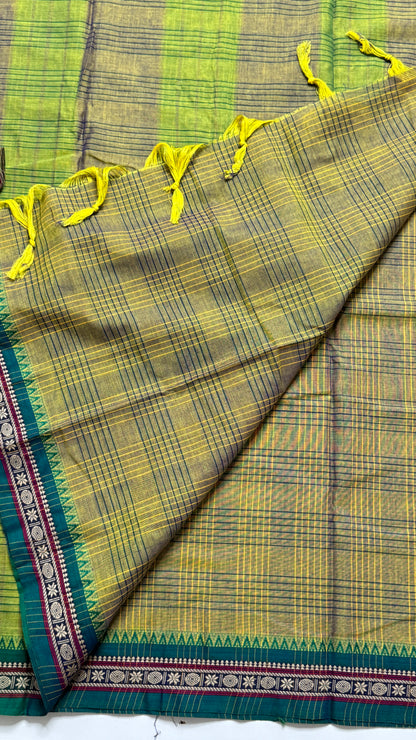 Mercerised Narayanpet Checkered Saree