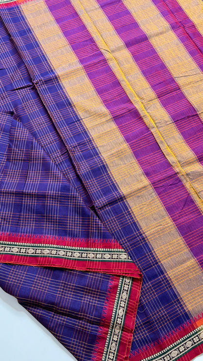Mercerised Narayanpet Checkered Saree