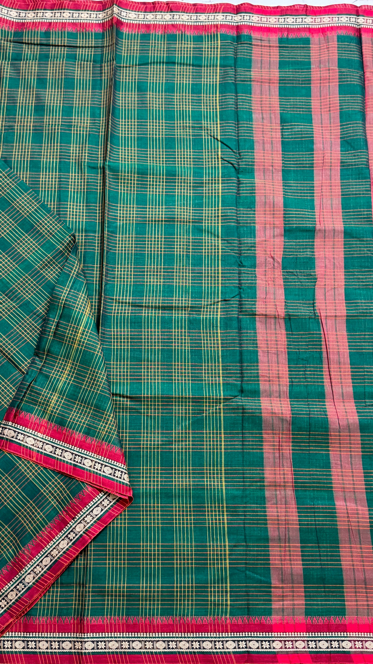 Mercerised Narayanpet Checkered Saree