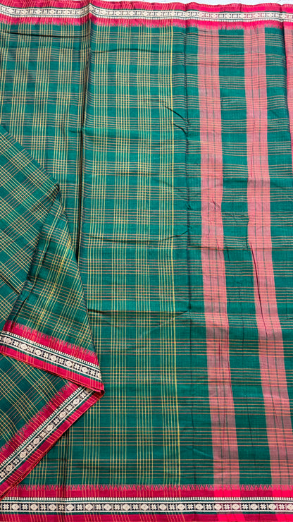 Mercerised Narayanpet Checkered Saree