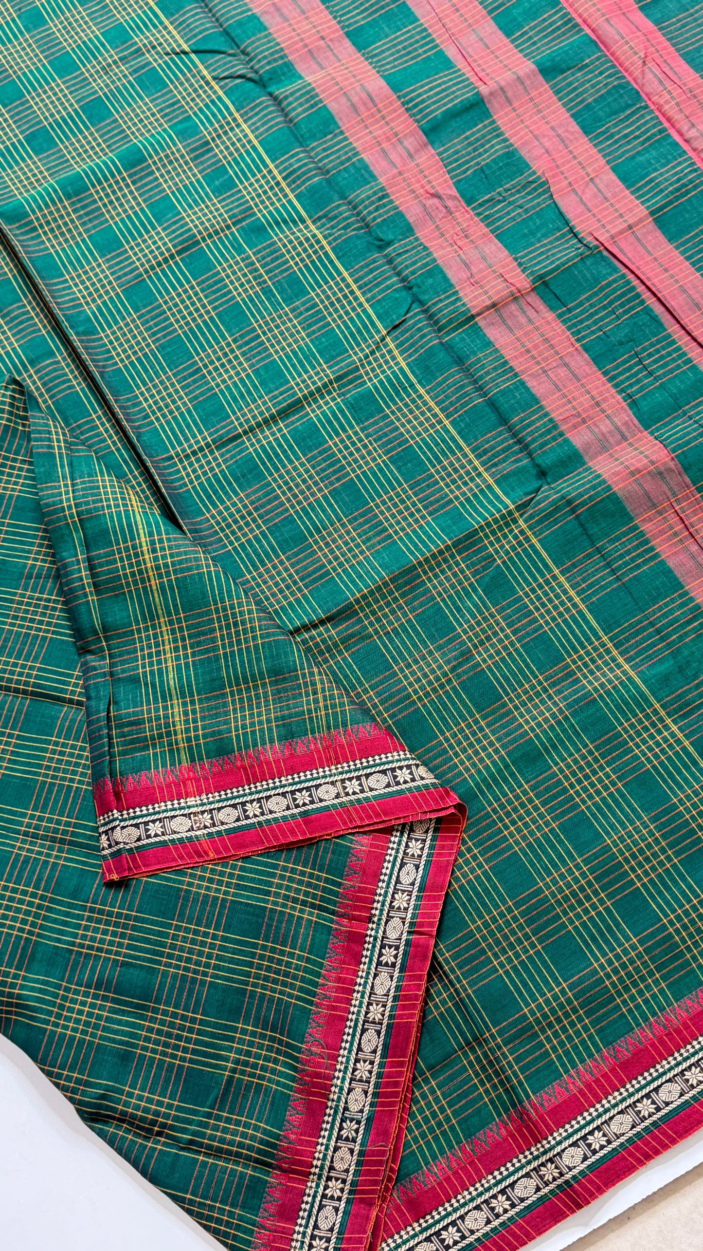 Mercerised Narayanpet Checkered Saree