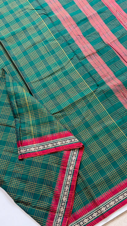Mercerised Narayanpet Checkered Saree