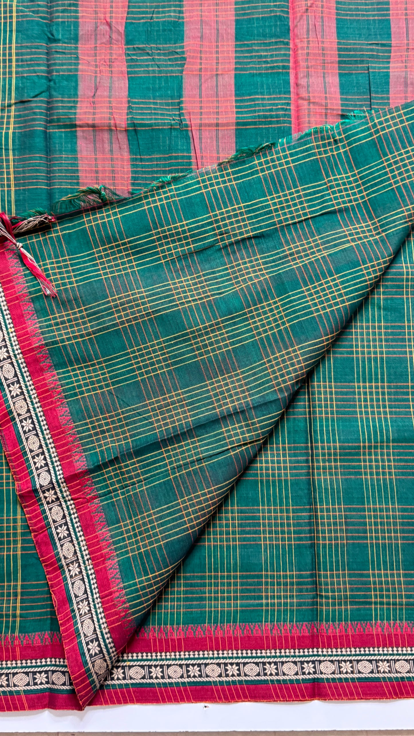 Mercerised Narayanpet Checkered Saree