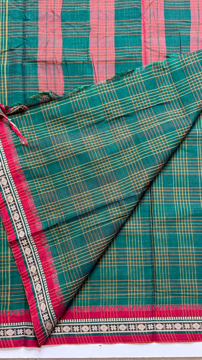 Mercerised Narayanpet Checkered Saree