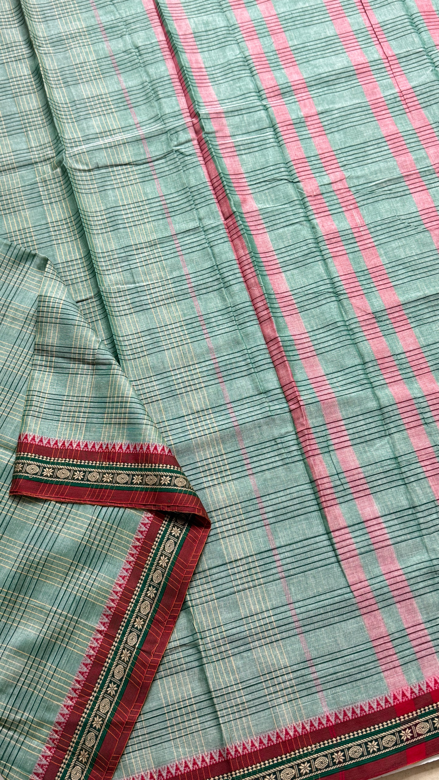 Mercerised Narayanpet Checkered Saree
