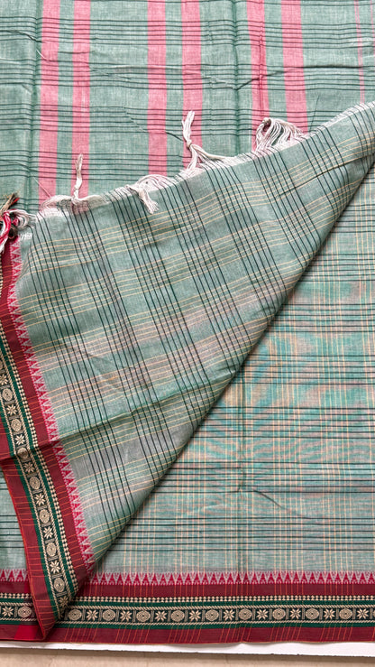 Mercerised Narayanpet Checkered Saree