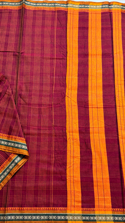 Mercerised Narayanpet Checkered Saree