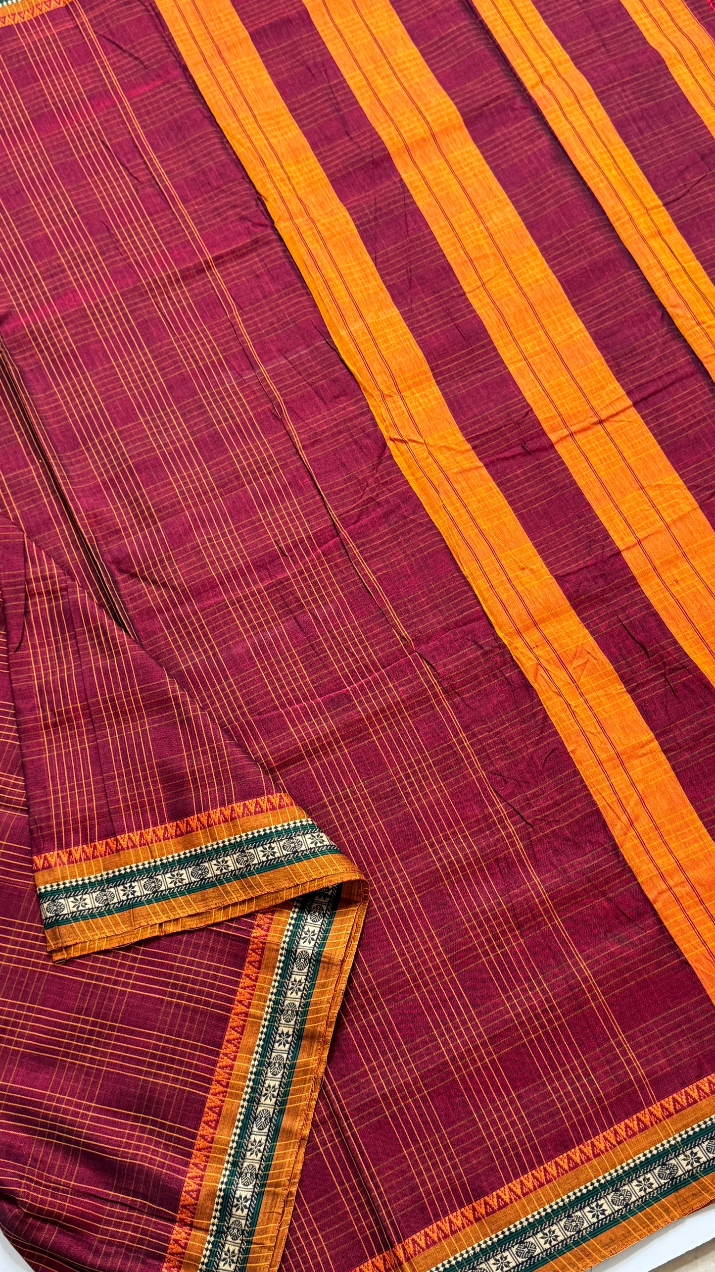 Mercerised Narayanpet Checkered Saree