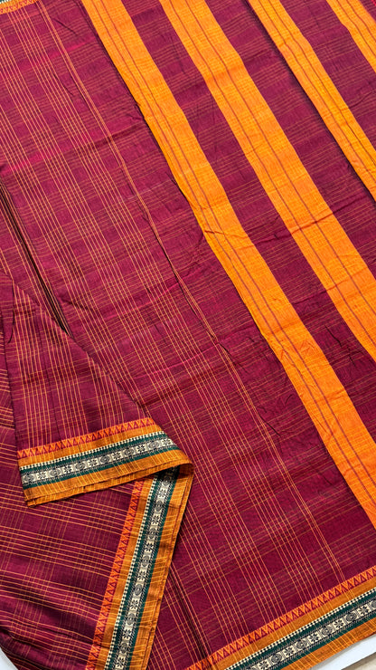 Mercerised Narayanpet Checkered Saree