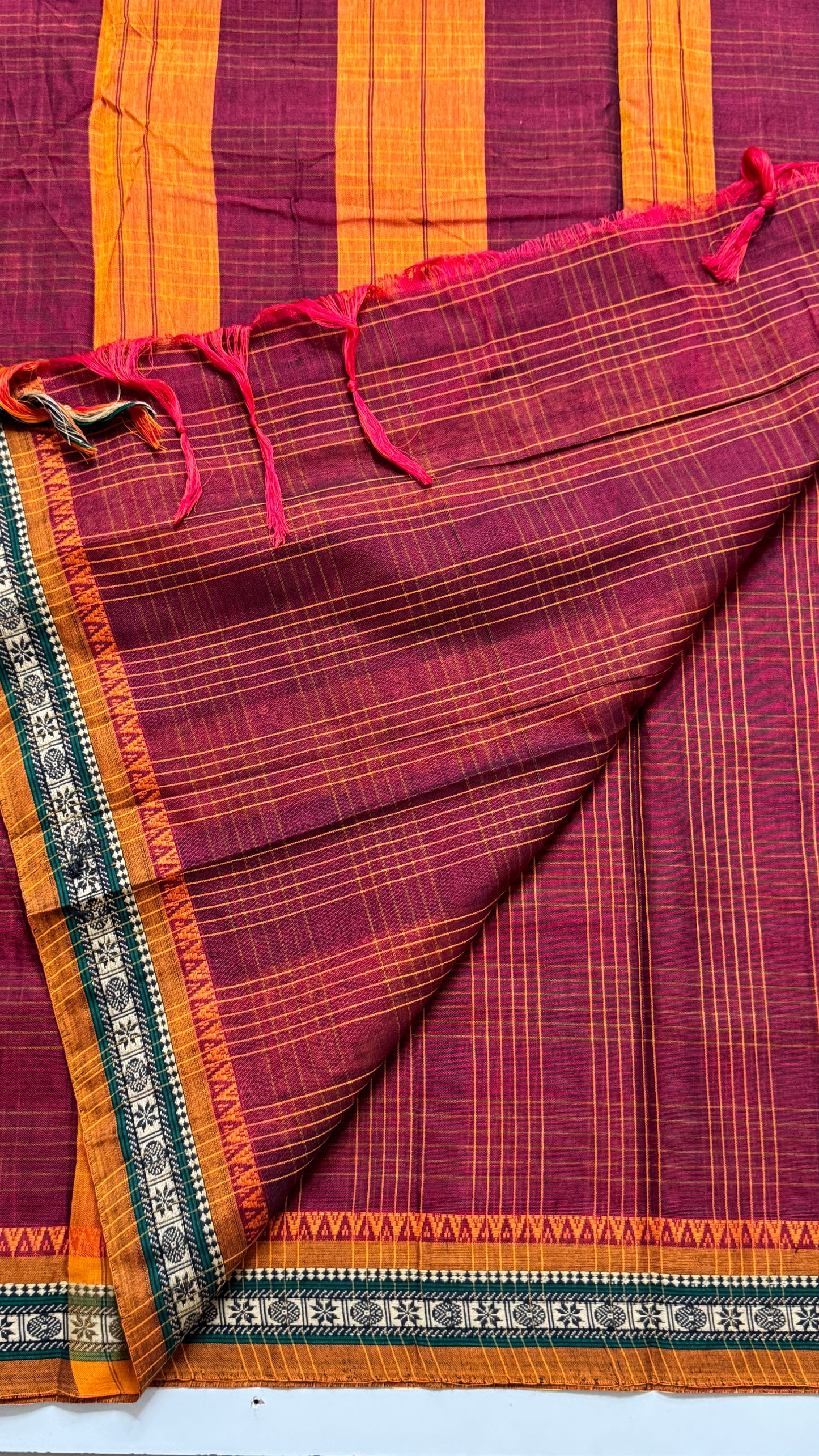 Mercerised Narayanpet Checkered Saree