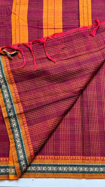 Mercerised Narayanpet Checkered Saree