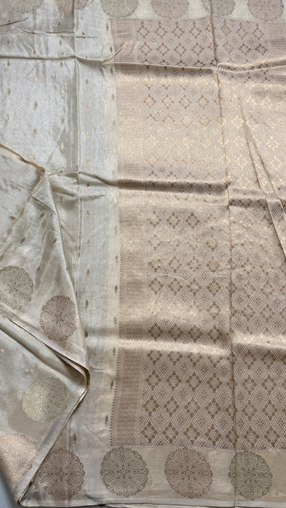 Semi Muga Silk Saree with Chakra Motif Border