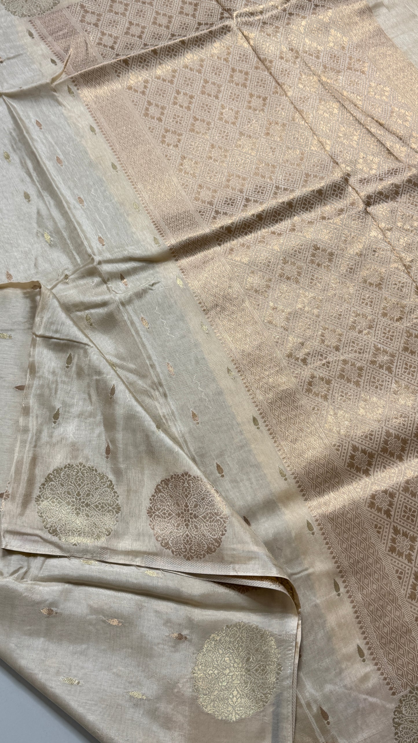 Semi Muga Silk Saree with Chakra Motif Border