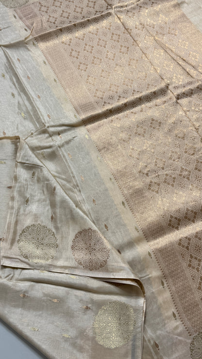 Semi Muga Silk Saree with Chakra Motif Border