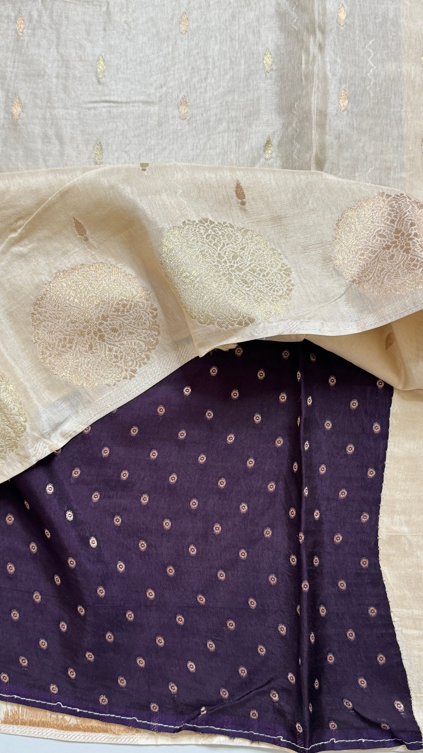 Semi Muga Silk Saree with Chakra Motif Border