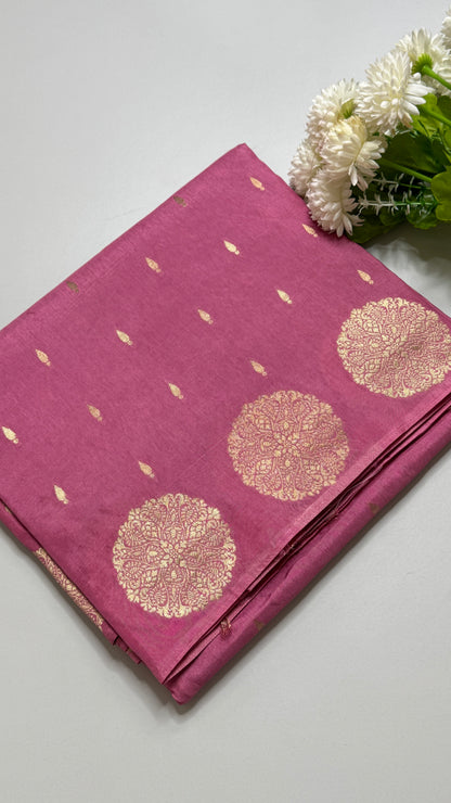 Semi Muga Silk Saree with Chakra Motif Border