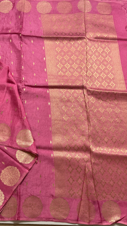 Semi Muga Silk Saree with Chakra Motif Border