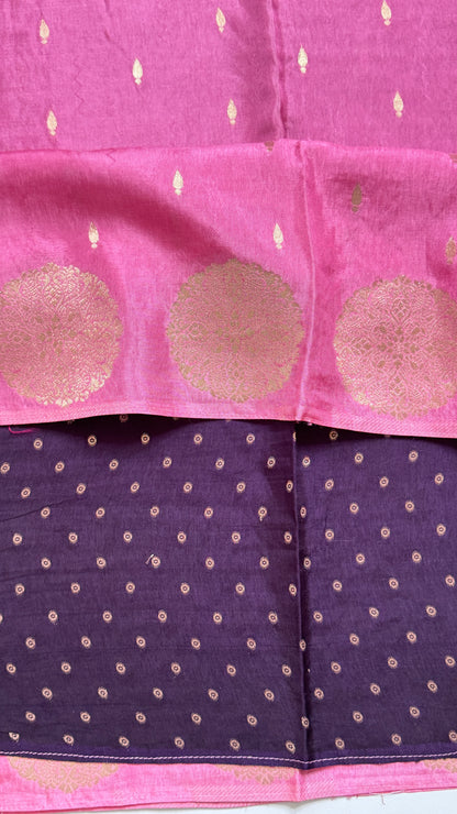 Semi Muga Silk Saree with Chakra Motif Border