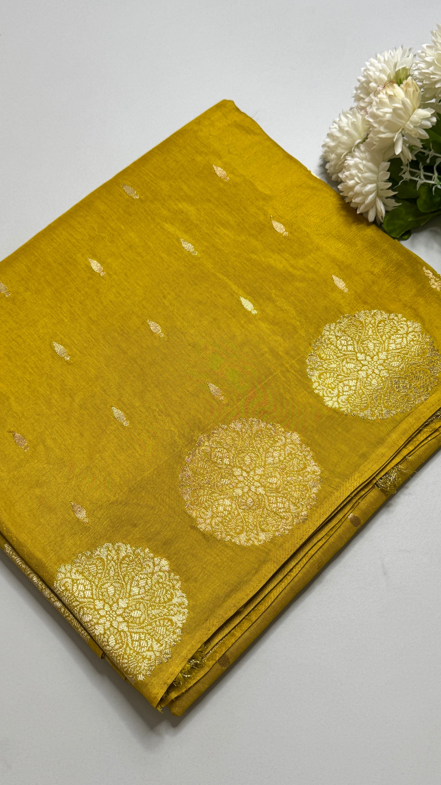 Semi Muga Silk Saree with Chakra Motif Border