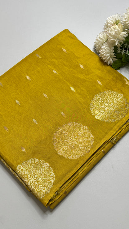 Semi Muga Silk Saree with Chakra Motif Border
