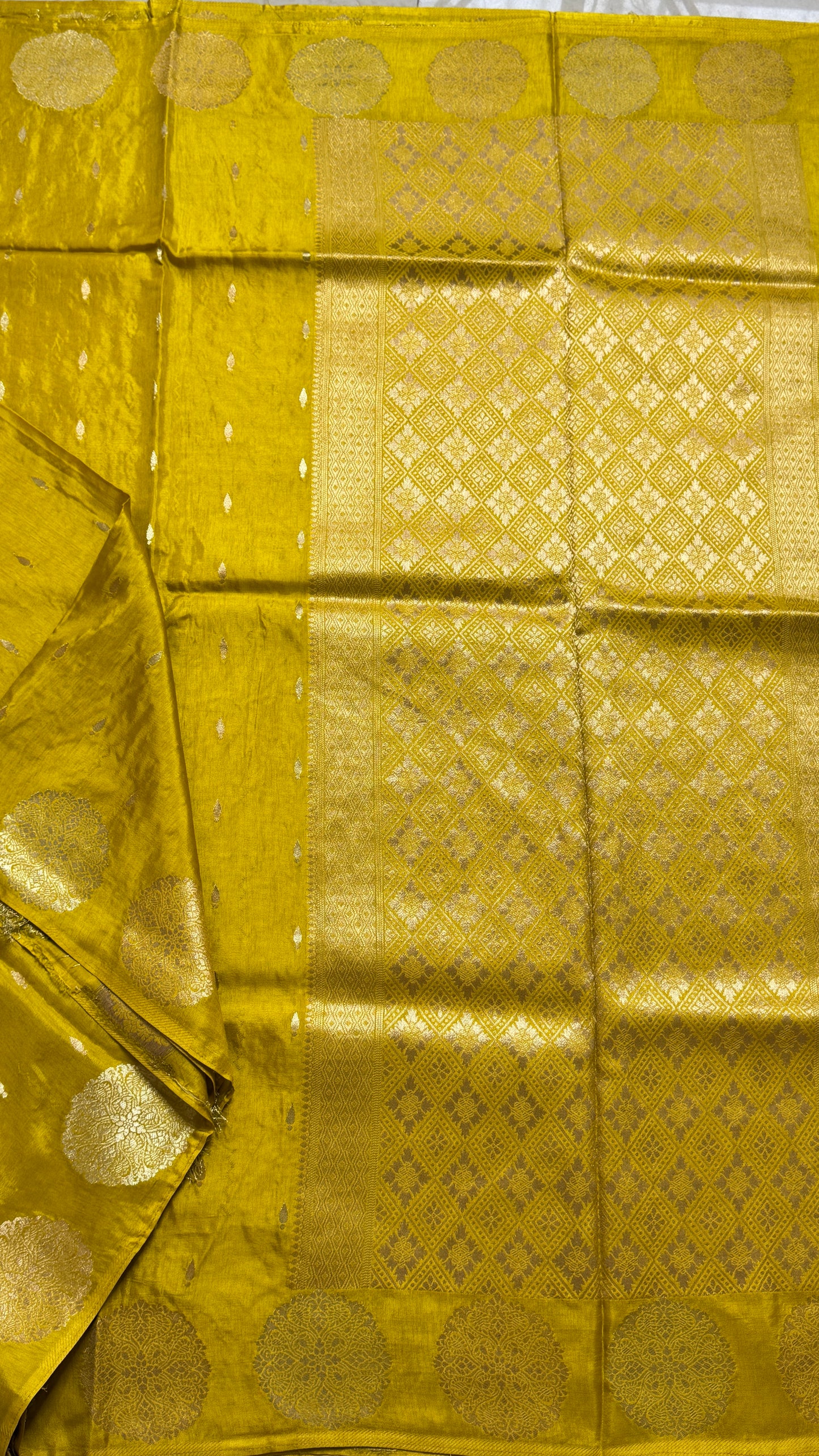 Semi Muga Silk Saree with Chakra Motif Border