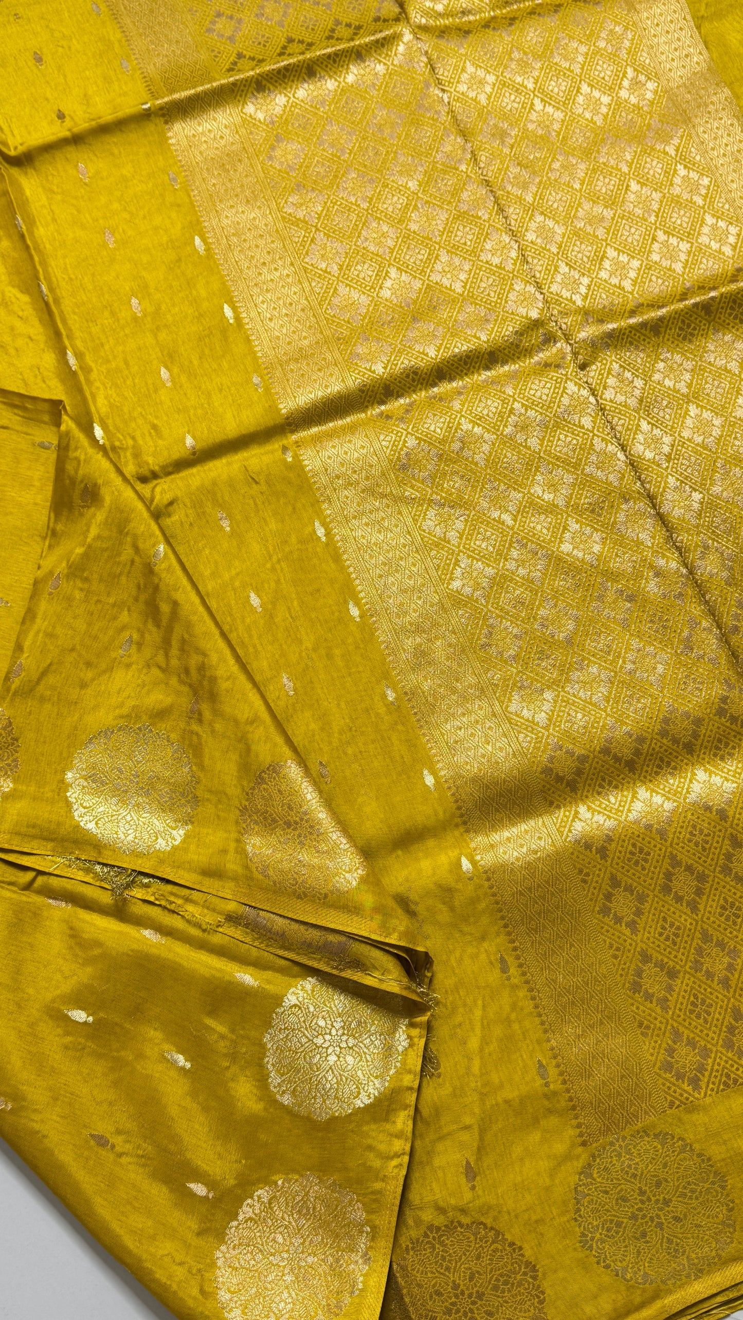 Semi Muga Silk Saree with Chakra Motif Border