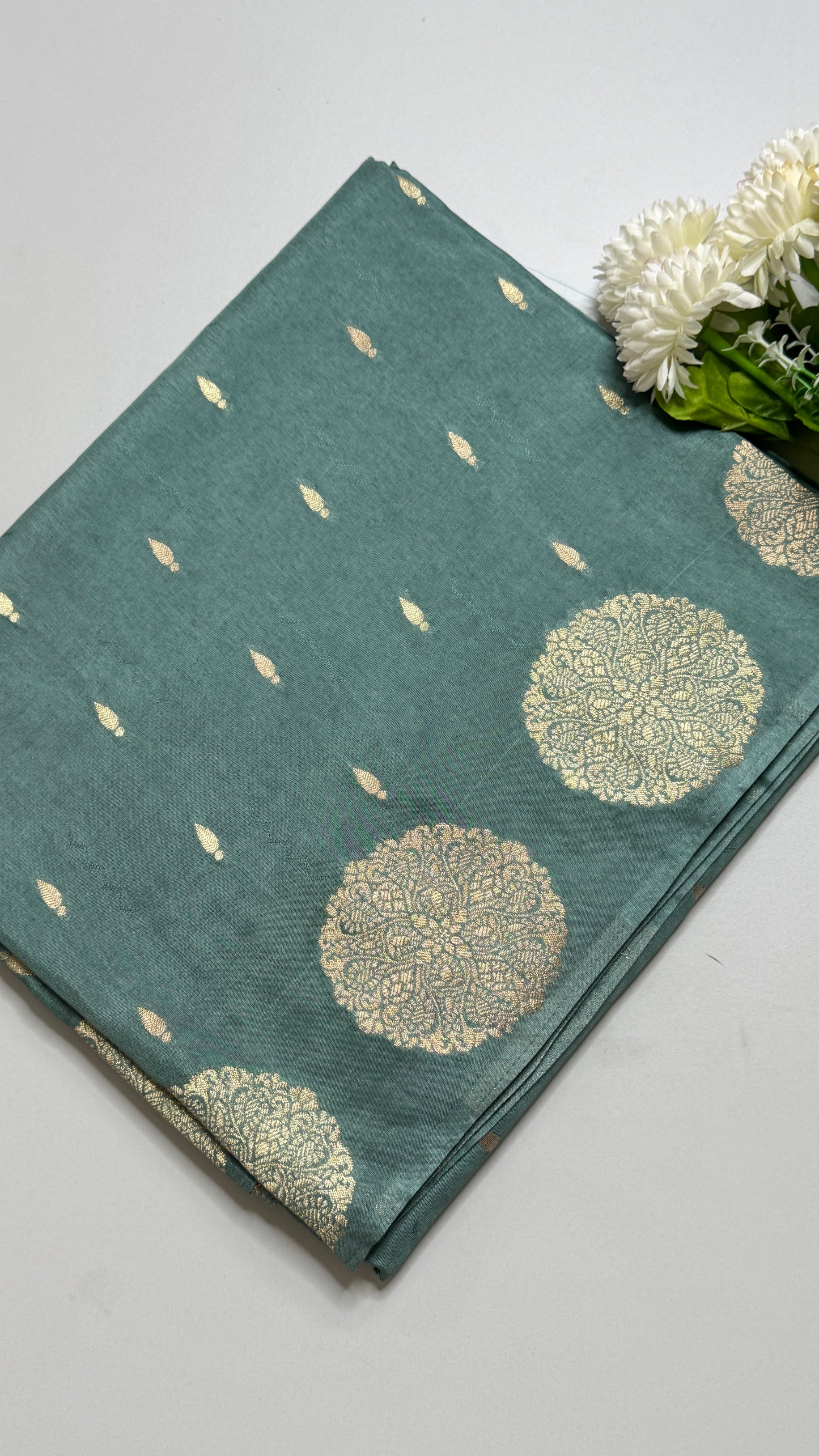 Semi Muga Silk Saree with Chakra Motif Border