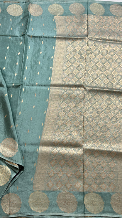 Semi Muga Silk Saree with Chakra Motif Border