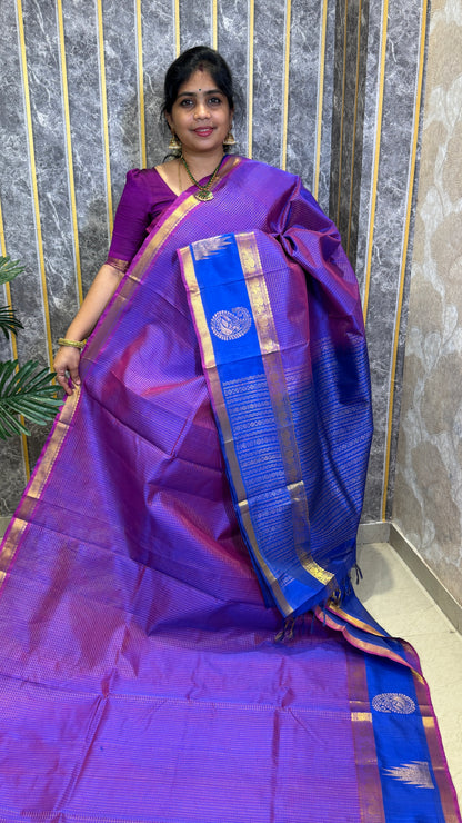 Zari Checks Pure Silk Cotton Saree with Korvai Border