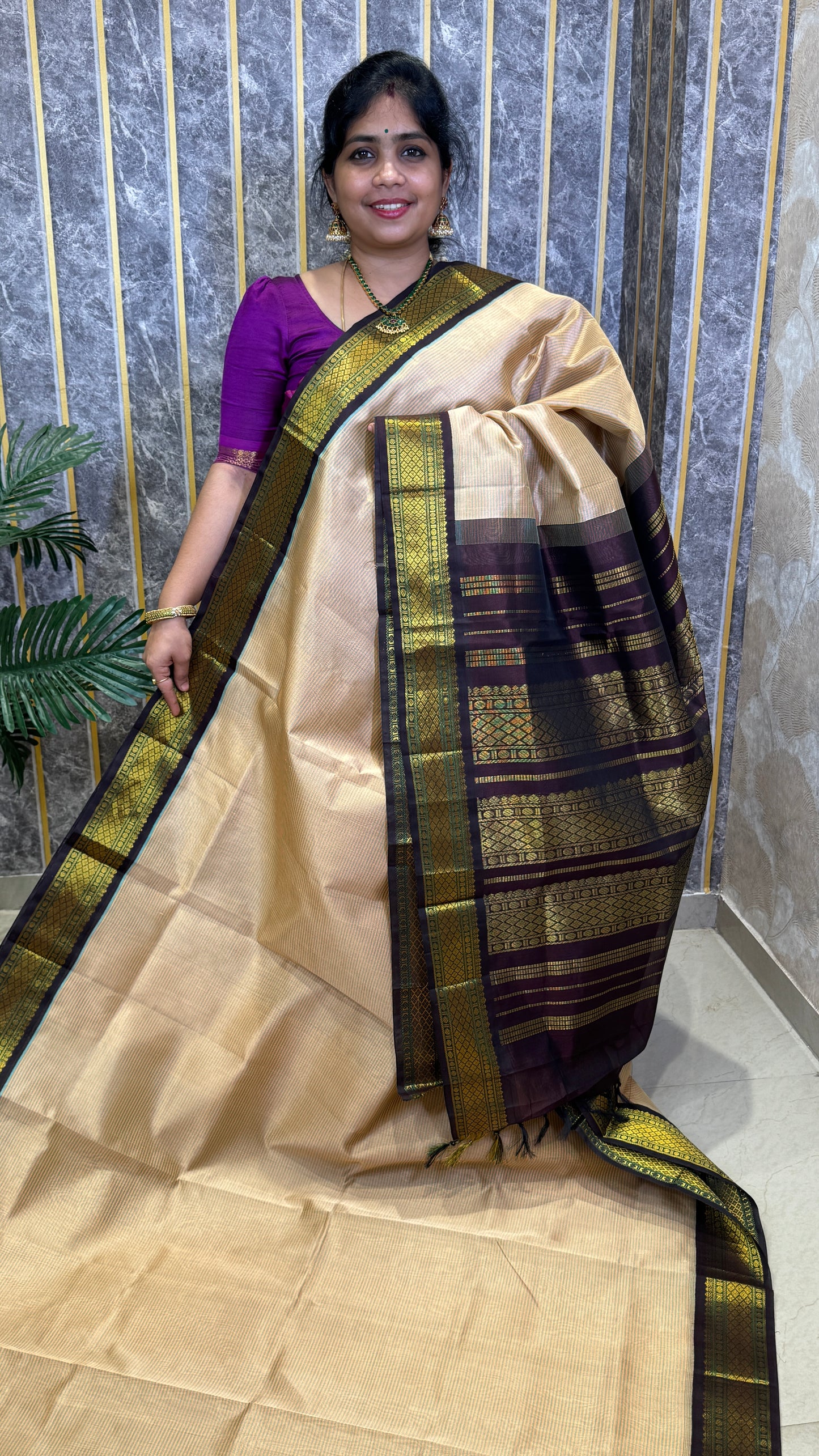 Pure Silk Cotton Saree with Korvai Border