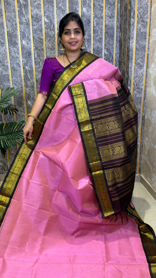 Pure Silk Cotton Saree with Korvai Border