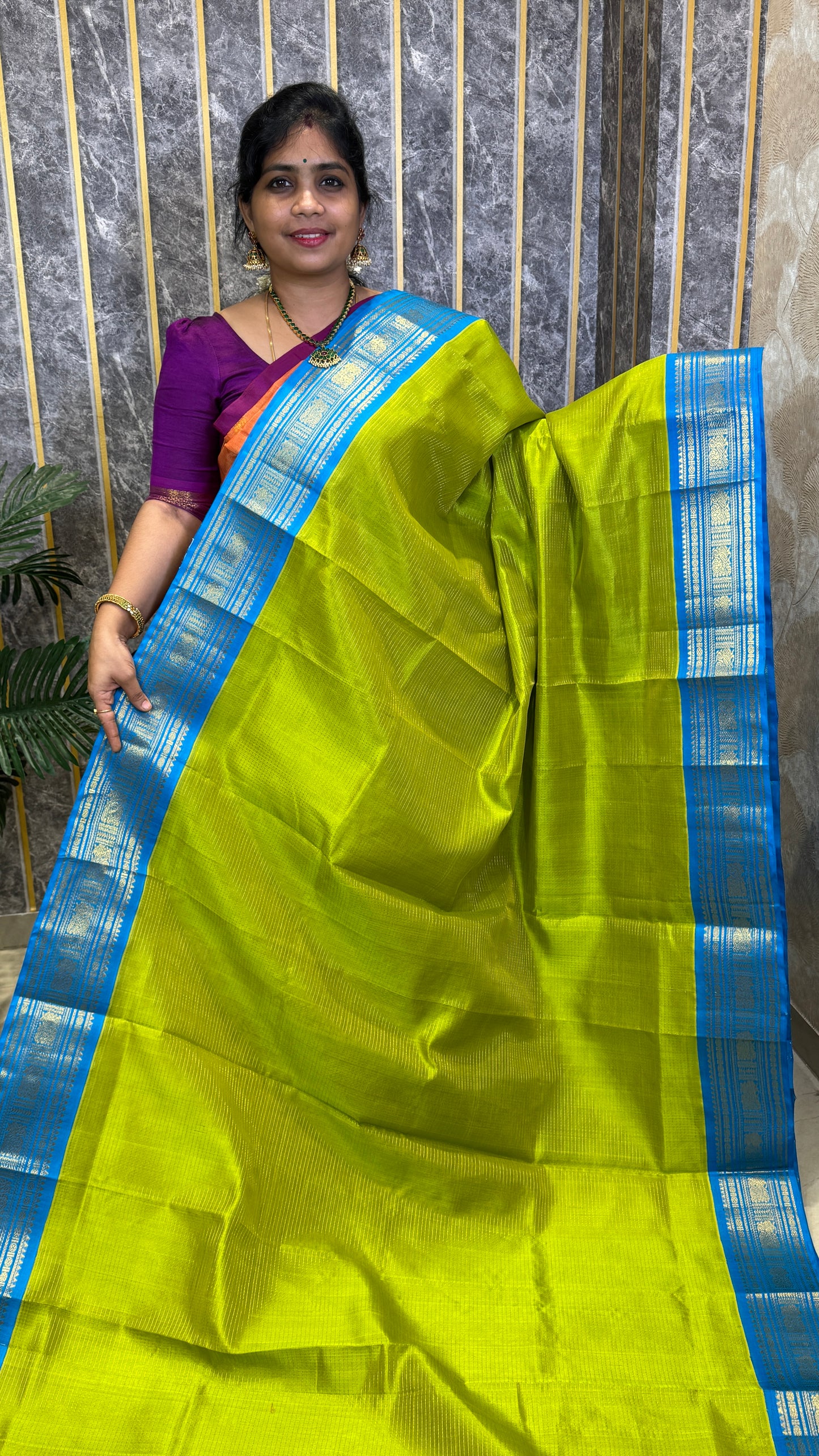 Vairoosi Pure Silk Cotton Saree with Korvai Borders