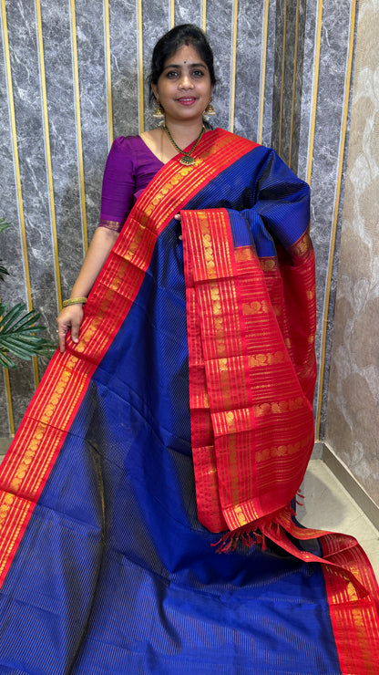 Vairoosi Pure Silk Cotton Saree with Korvai Borders
